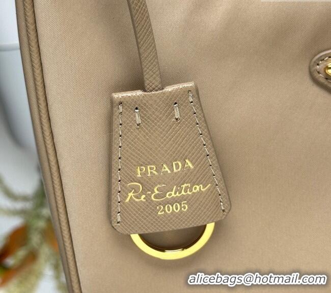 Buy Fashionable Prada Re-Edition 2005 Re-Nylon and Saffiano hobo mini bag 1N204M Beige 2025