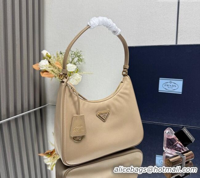 Buy Fashionable Prada Re-Edition 2005 Re-Nylon and Saffiano hobo mini bag 1N204M Beige 2025
