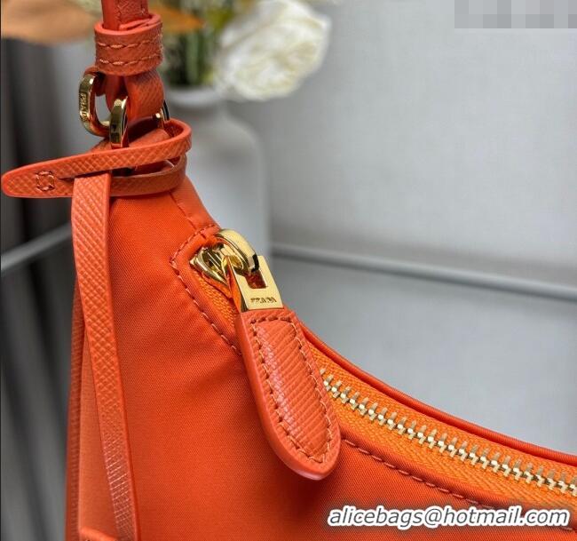Best Price Prada Re-Edition 2005 Re-Nylon and Saffiano hobo mini bag 1N204M Orange 2025