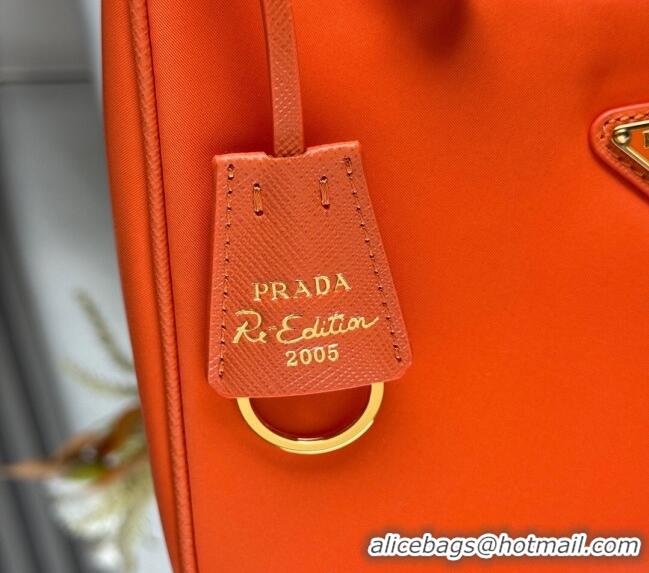 Best Price Prada Re-Edition 2005 Re-Nylon and Saffiano hobo mini bag 1N204M Orange 2025