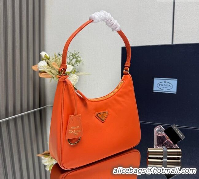 Best Price Prada Re-Edition 2005 Re-Nylon and Saffiano hobo mini bag 1N204M Orange 2025