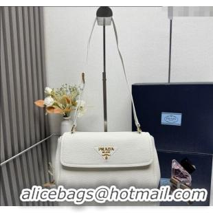 Well Crafted Prada Small leather shoulder bag 1BN022 White 2025