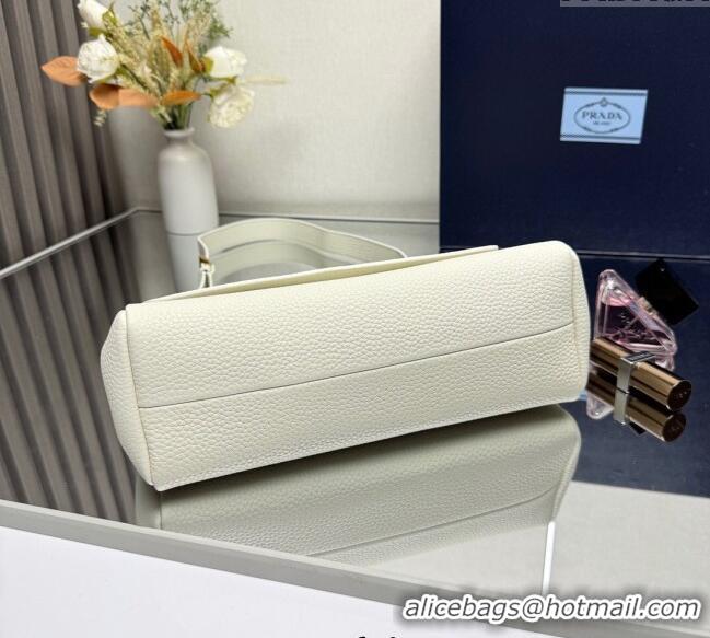 Well Crafted Prada Small leather shoulder bag 1BN022 White 2025