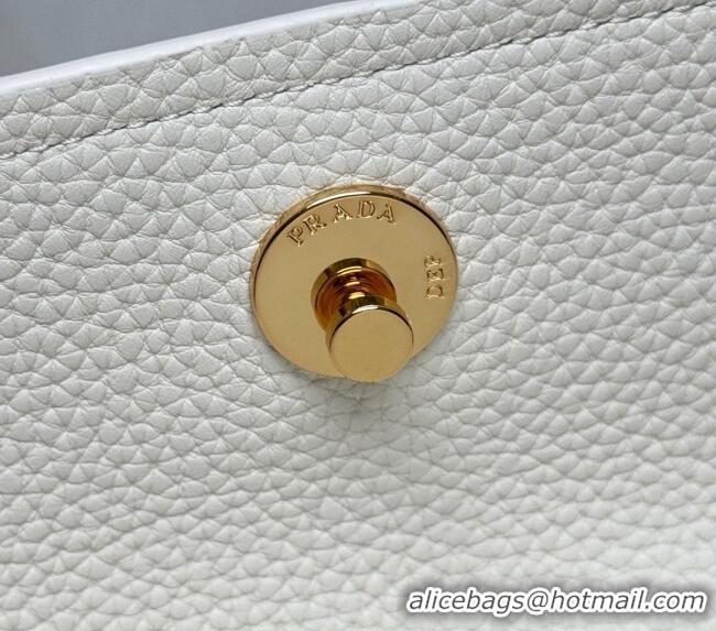 Well Crafted Prada Small leather shoulder bag 1BN022 White 2025