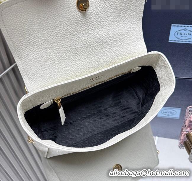 Well Crafted Prada Small leather shoulder bag 1BN022 White 2025