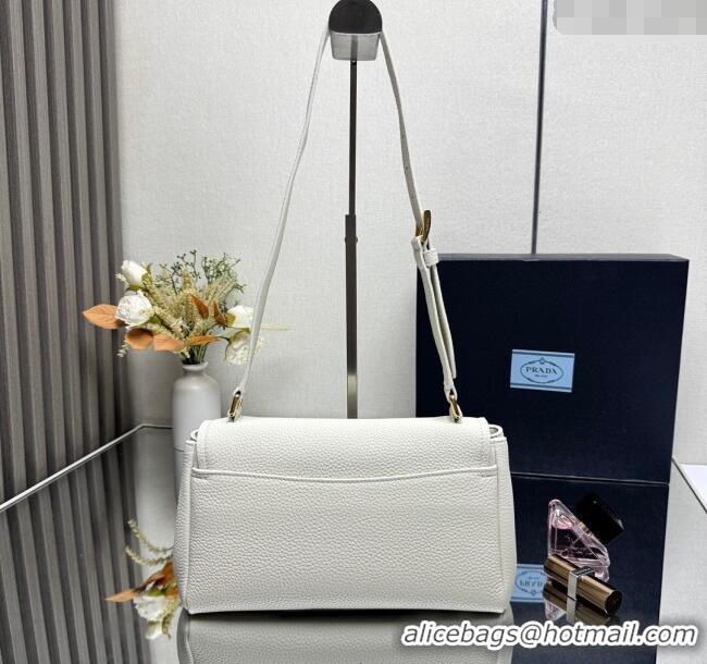 Well Crafted Prada Small leather shoulder bag 1BN022 White 2025
