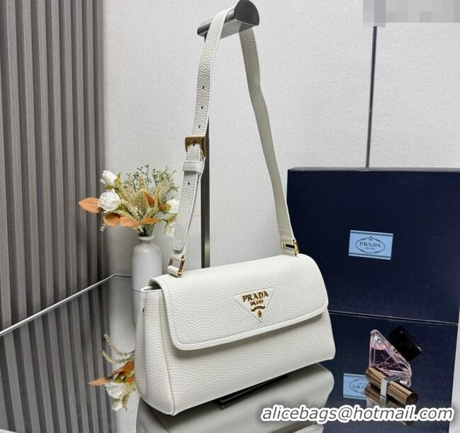 Well Crafted Prada Small leather shoulder bag 1BN022 White 2025