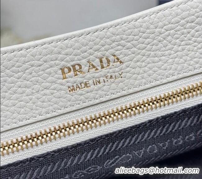 Well Crafted Prada Small leather shoulder bag 1BN022 White 2025
