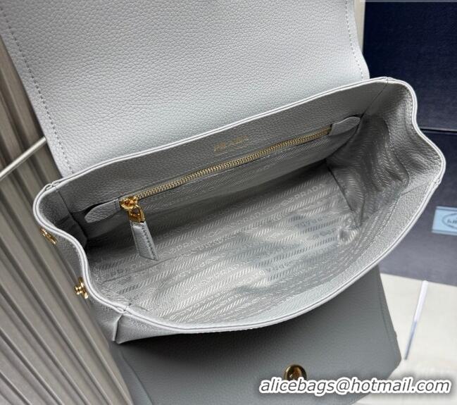 Well Crafted Prada Small leather shoulder bag 1BN022 Light Grey 2025