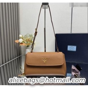 Reasonable Price Prada Small leather shoulder bag 1BN022 Caramel Brown 2025