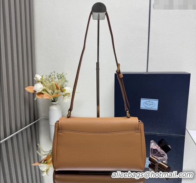 Reasonable Price Prada Small leather shoulder bag 1BN022 Caramel Brown 2025