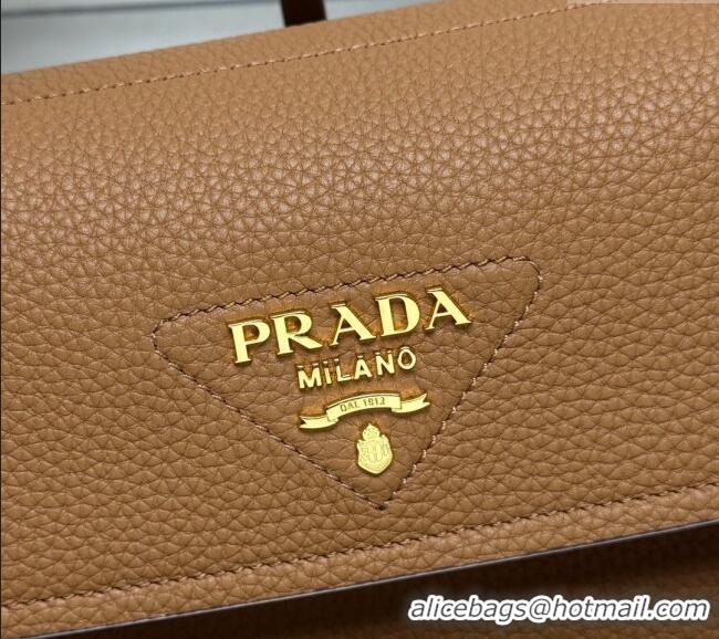 Reasonable Price Prada Small leather shoulder bag 1BN022 Caramel Brown 2025
