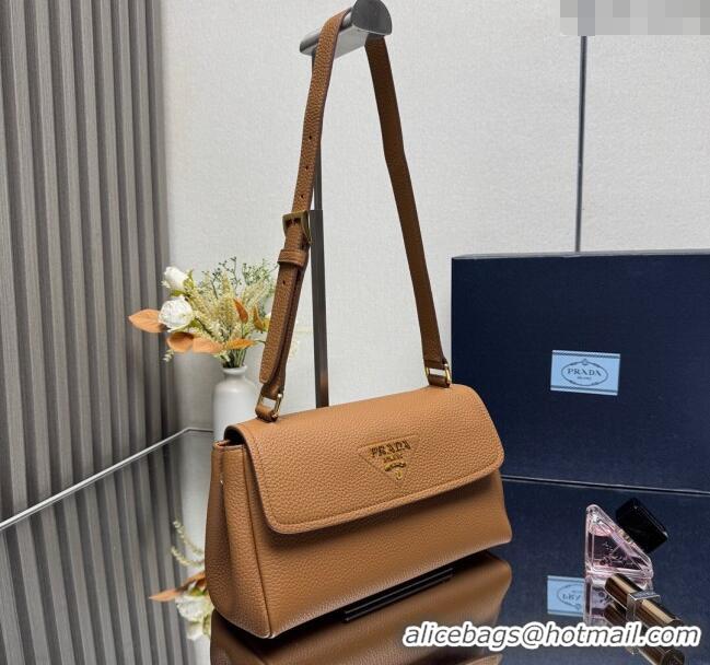 Reasonable Price Prada Small leather shoulder bag 1BN022 Caramel Brown 2025
