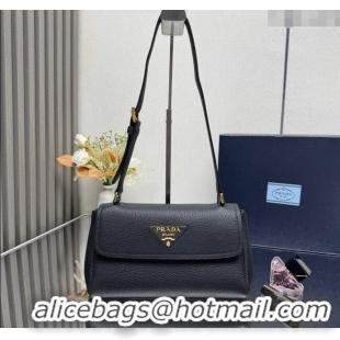 Luxury Cheap Prada Small leather shoulder bag 1BN022 Black 2025