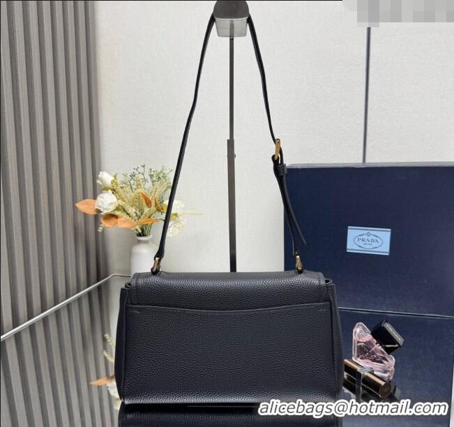Luxury Cheap Prada Small leather shoulder bag 1BN022 Black 2025