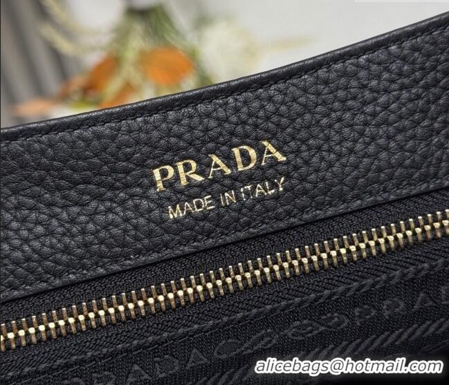 Luxury Cheap Prada Small leather shoulder bag 1BN022 Black 2025