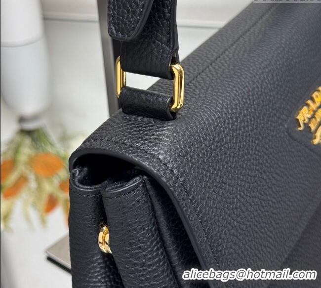 Luxury Cheap Prada Small leather shoulder bag 1BN022 Black 2025