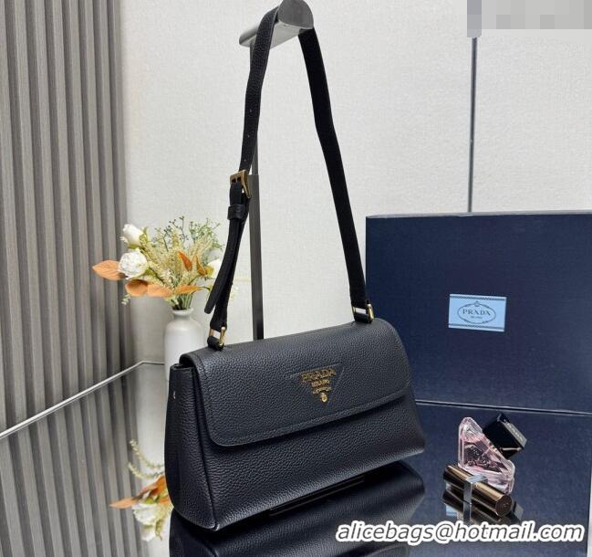 Luxury Cheap Prada Small leather shoulder bag 1BN022 Black 2025