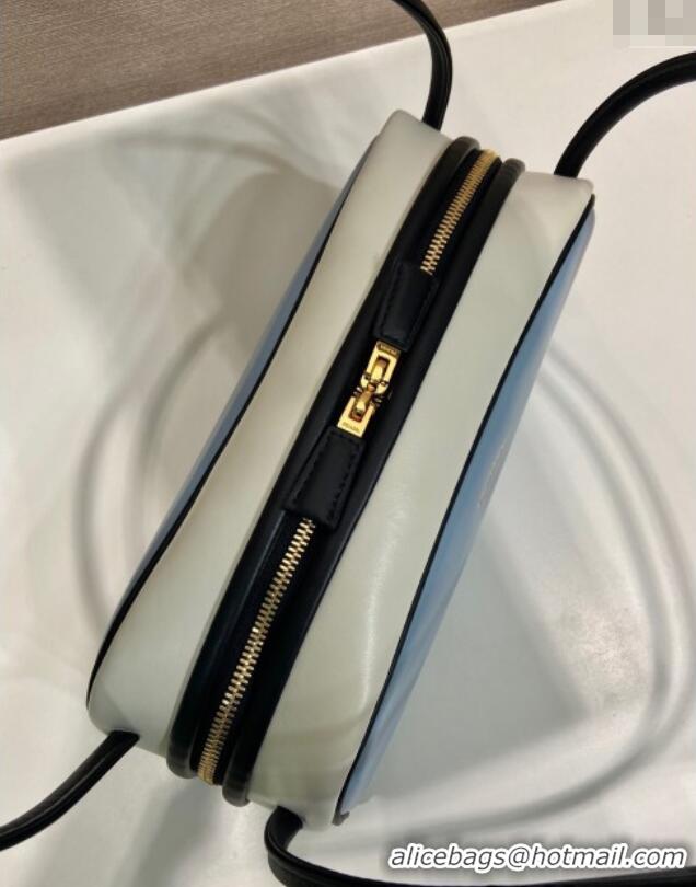 Famous Brand Prada Swing smooth leather shoulder bag 1BC249 Celeste Blue/White/Black 2025