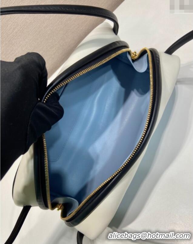 Famous Brand Prada Swing smooth leather shoulder bag 1BC249 Celeste Blue/White/Black 2025