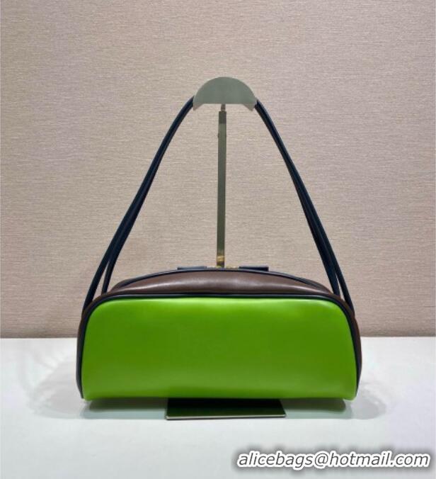 Good Product Prada Swing smooth leather shoulder bag 1BC249 Fern Green/Ebony/Baltic Blue 2025