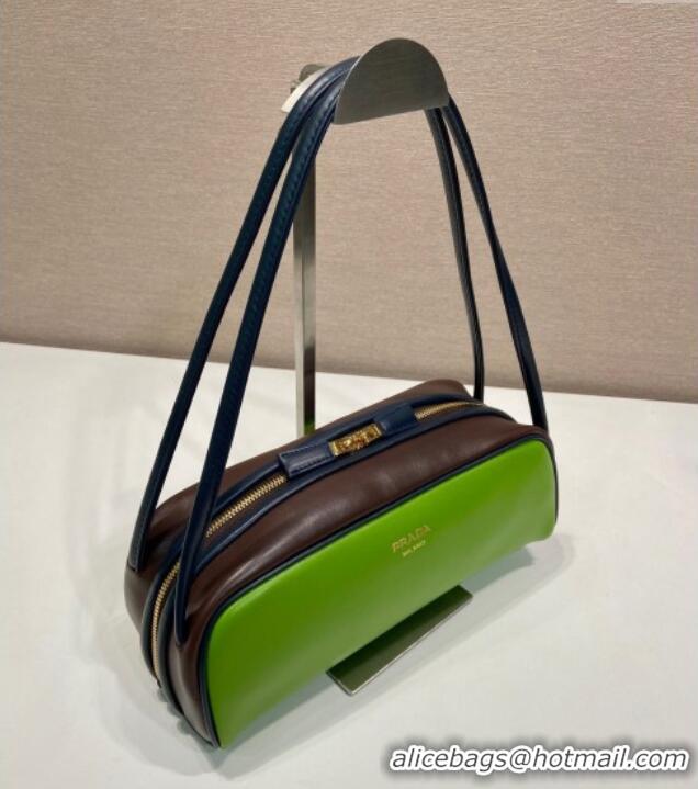 Good Product Prada Swing smooth leather shoulder bag 1BC249 Fern Green/Ebony/Baltic Blue 2025
