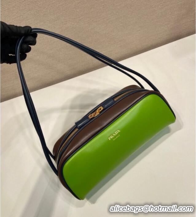 Good Product Prada Swing smooth leather shoulder bag 1BC249 Fern Green/Ebony/Baltic Blue 2025