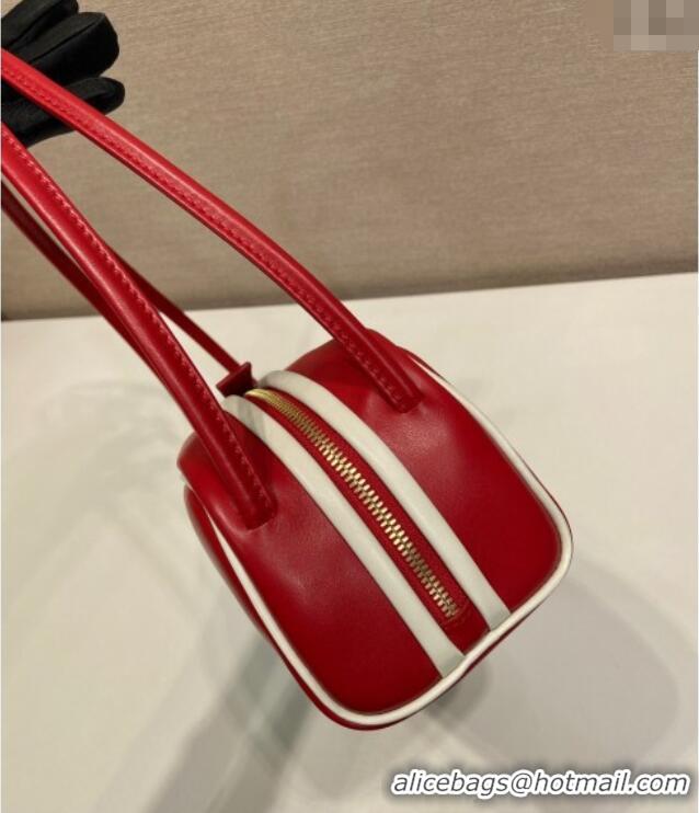 Most Popular Prada Swing smooth leather shoulder bag 1BC249 Red/White 2025