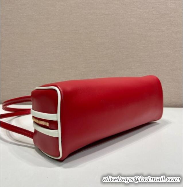 Most Popular Prada Swing smooth leather shoulder bag 1BC249 Red/White 2025