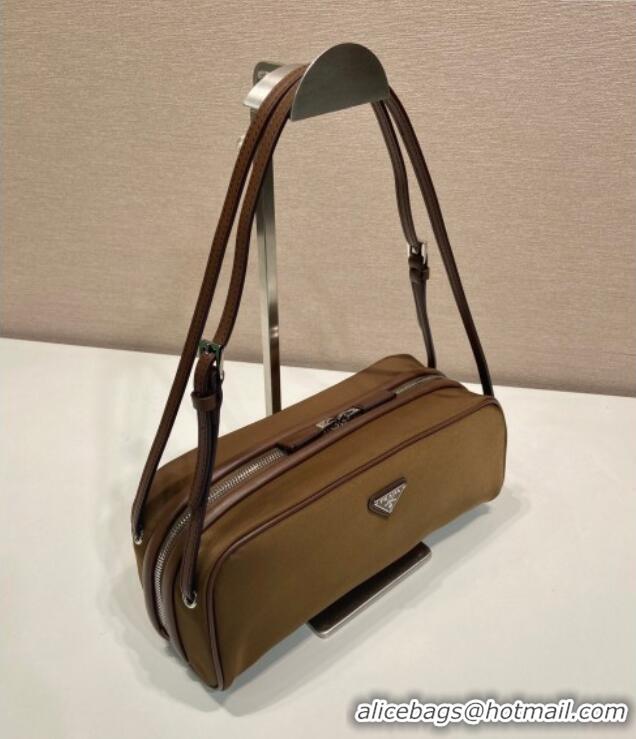 Super Quality Prada Swing nylon shoulder bag 1BC249 Brown 2025