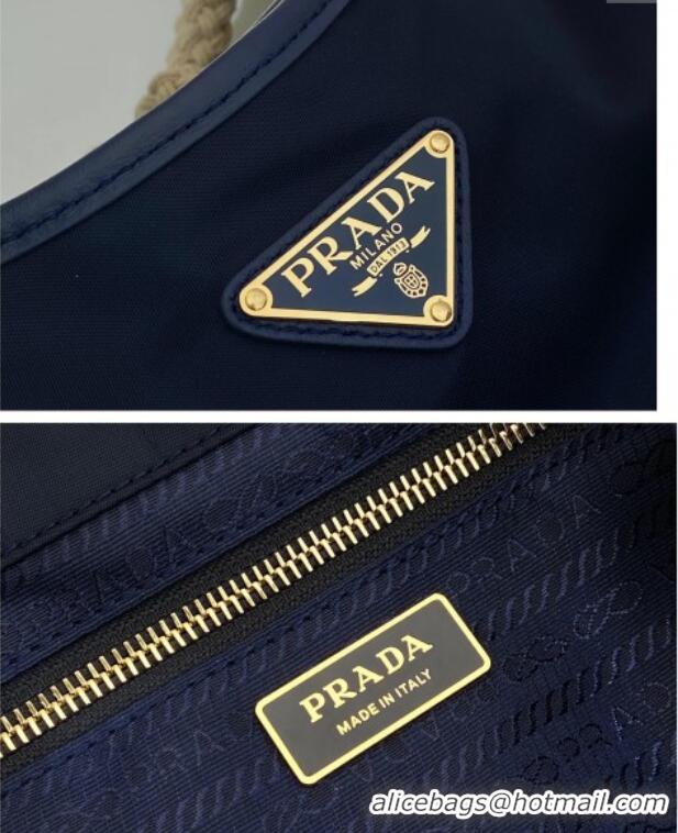 Promotional Prada Mariner large Re-Nylon shoulder bag 1BC244 Baltic Blue 2025