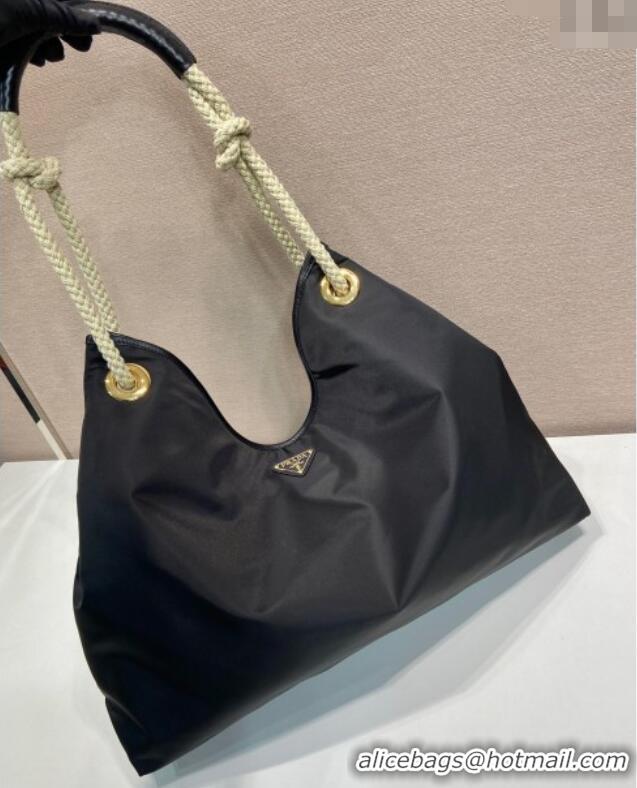 Top Quality Prada Mariner large Re-Nylon shoulder bag 1BC244 Black 2025
