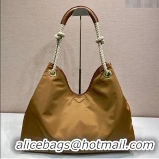 Luxury Cheap Prada Mariner large Re-Nylon shoulder bag 1BC244 Brandy Brown 2025