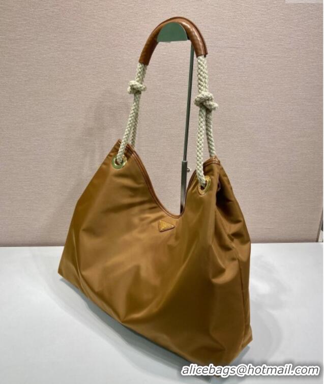 Luxury Cheap Prada Mariner large Re-Nylon shoulder bag 1BC244 Brandy Brown 2025