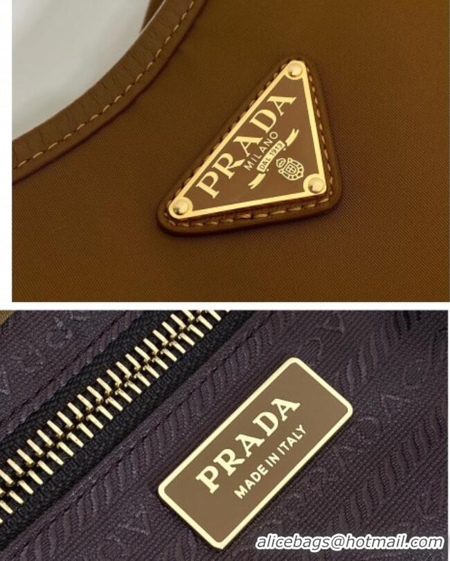 Luxury Cheap Prada Mariner large Re-Nylon shoulder bag 1BC244 Brandy Brown 2025