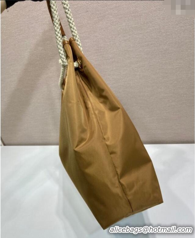 Luxury Cheap Prada Mariner large Re-Nylon shoulder bag 1BC244 Brandy Brown 2025