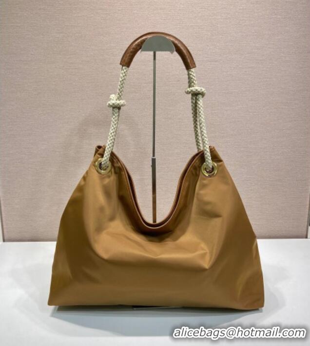 Luxury Cheap Prada Mariner large Re-Nylon shoulder bag 1BC244 Brandy Brown 2025