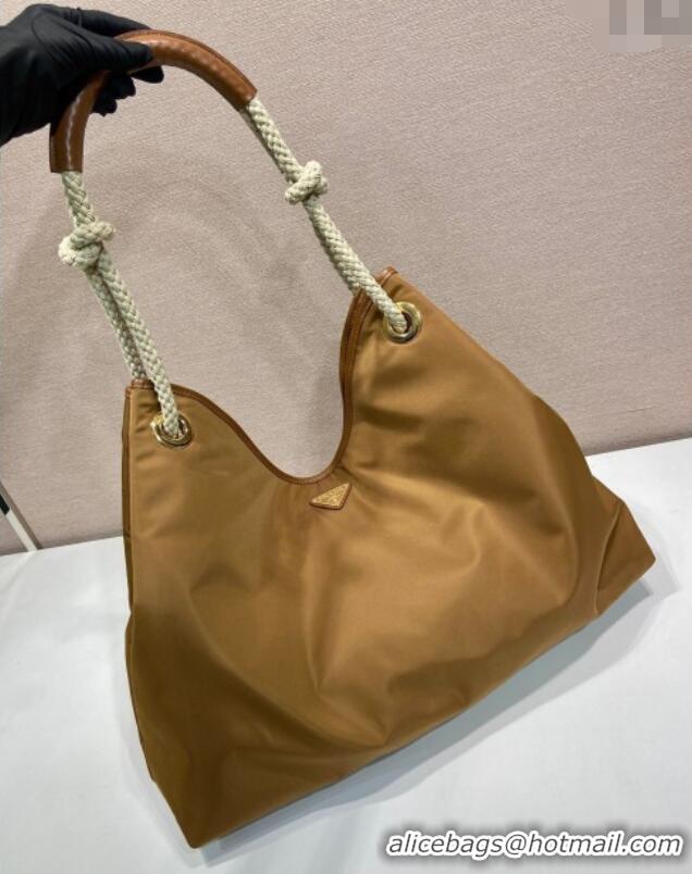 Luxury Cheap Prada Mariner large Re-Nylon shoulder bag 1BC244 Brandy Brown 2025