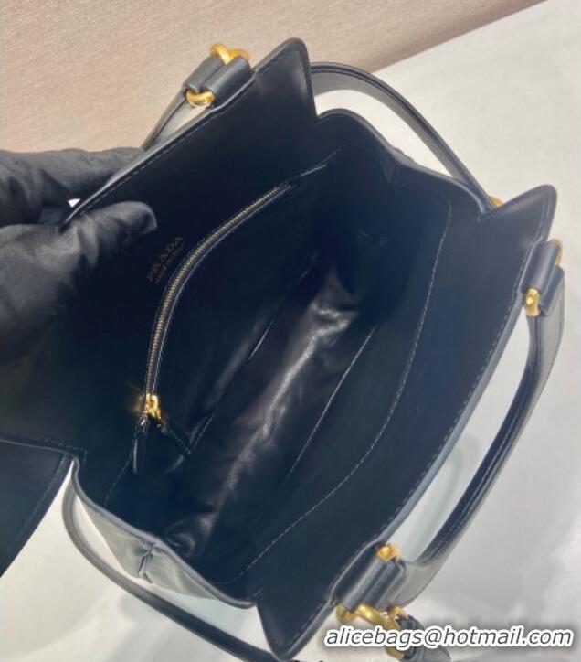 Grade Discount Prada Carey medium leather tote bag with Short Handle 1BG567 Black 2025