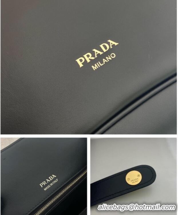 Grade Discount Prada Carey medium leather tote bag with Short Handle 1BG567 Black 2025