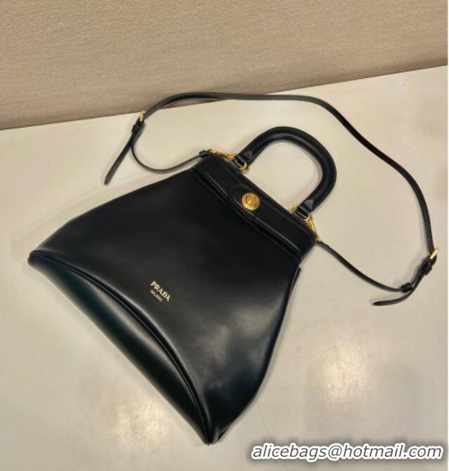 Grade Discount Prada Carey medium leather tote bag with Short Handle 1BG567 Black 2025