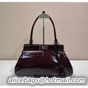 Classic Specials Prada Medium oil leather tote bag 1BG569 Dark Brown 2025