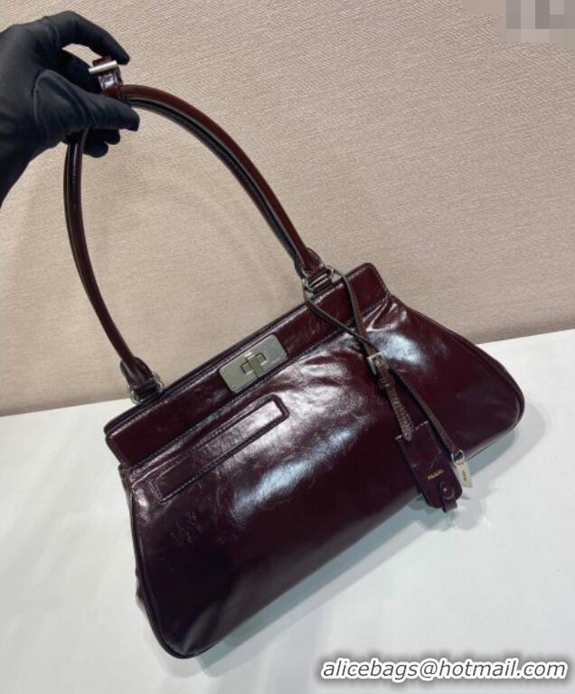 Classic Specials Prada Medium oil leather tote bag 1BG569 Dark Brown 2025