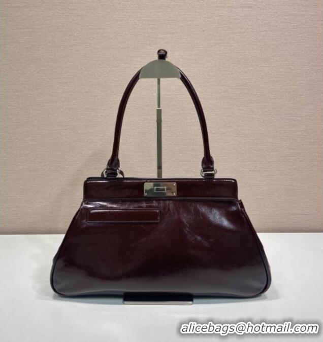 Classic Specials Prada Medium oil leather tote bag 1BG569 Dark Brown 2025