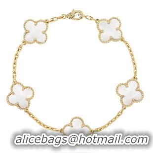 Good Quality VanCleef&Arpels 5 Motifs Vintage Alhambra Bracelet White Gold 102739
