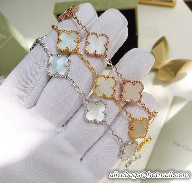 Good Quality VanCleef&Arpels 5 Motifs Vintage Alhambra Bracelet White Gold 102739