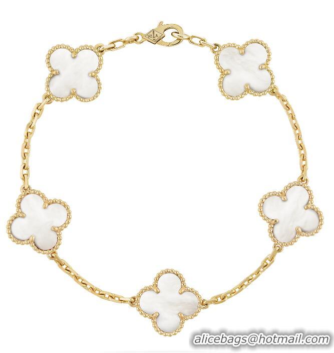 Good Quality VanCleef&Arpels 5 Motifs Vintage Alhambra Bracelet White Gold 102739