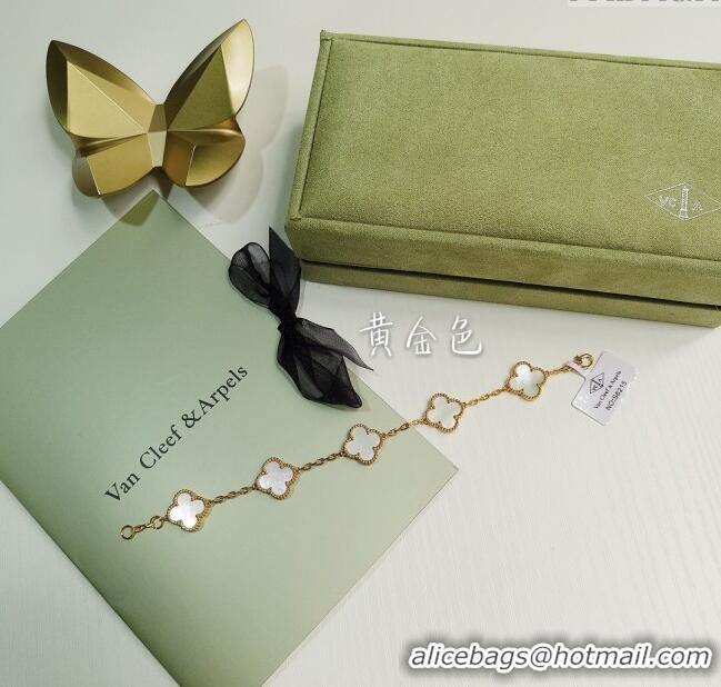 Good Quality VanCleef&Arpels 5 Motifs Vintage Alhambra Bracelet White Gold 102739
