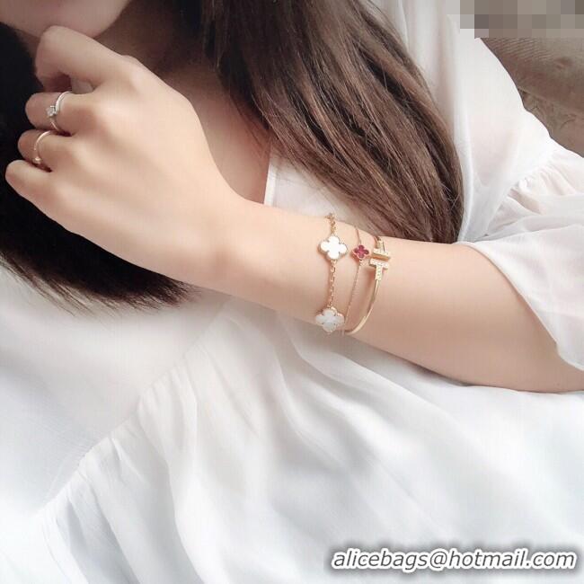 Good Quality VanCleef&Arpels 5 Motifs Vintage Alhambra Bracelet White Gold 102739