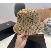 Top Design Louis Vuitton Monogram Striped Canvas Bucket Hat L0302 Brown 2024